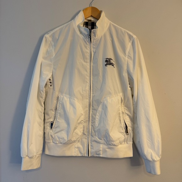 Burberry Prorsum Other - Burberry Prorsum Mens White Cotton Full Zip Bomber Jacket Size M Knight Logo